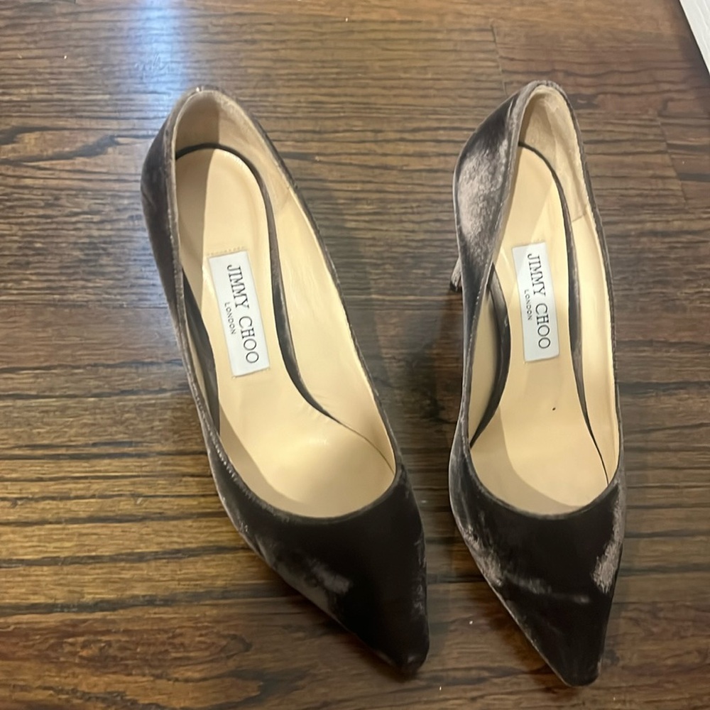 Jimmy Choo brown velvet heel